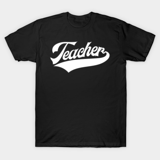 Teacher Script 2 White Font T-Shirt by jtranphoto